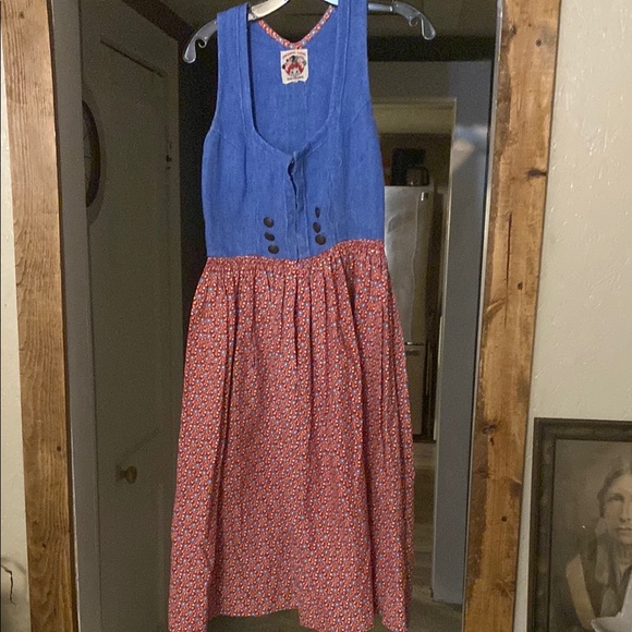 Lanz Of Salzburg Dresses & Skirts - Blue and Red Floral Midi Dress